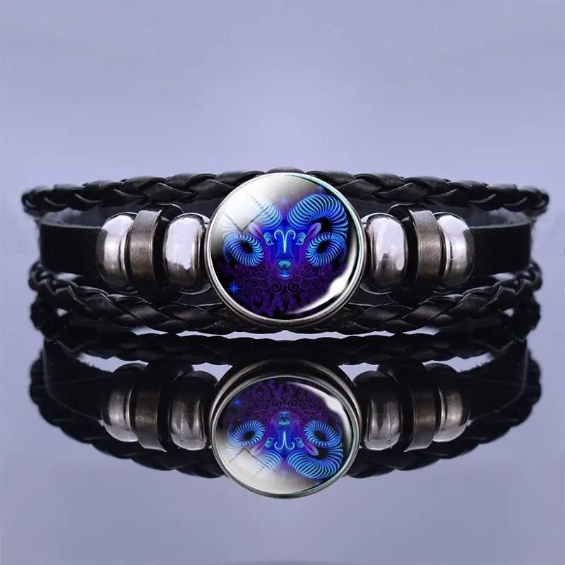 🔥Zodiac Constellation Black Leather Guardian Bracelet 🔥