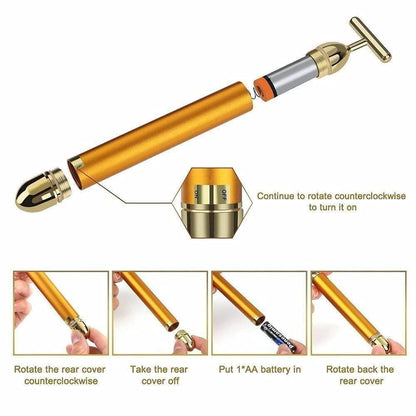 🔥24K Gold Energy Beauty Bar Electric Facial Massage Roller🔥