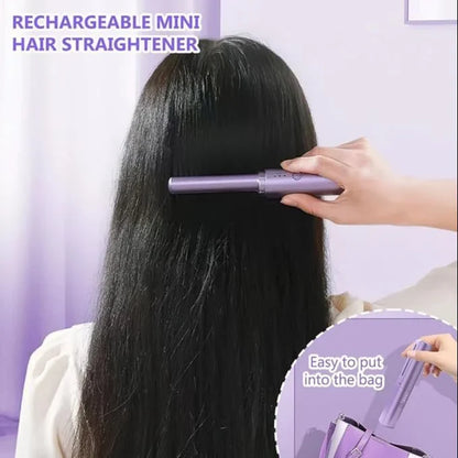 Rechargeable Mini Hair Straightener Comb Brush, Travel Portable USB Charging Cordless Hair Straightener Brush, Three Temperature Adjustments Flat Iron Comb