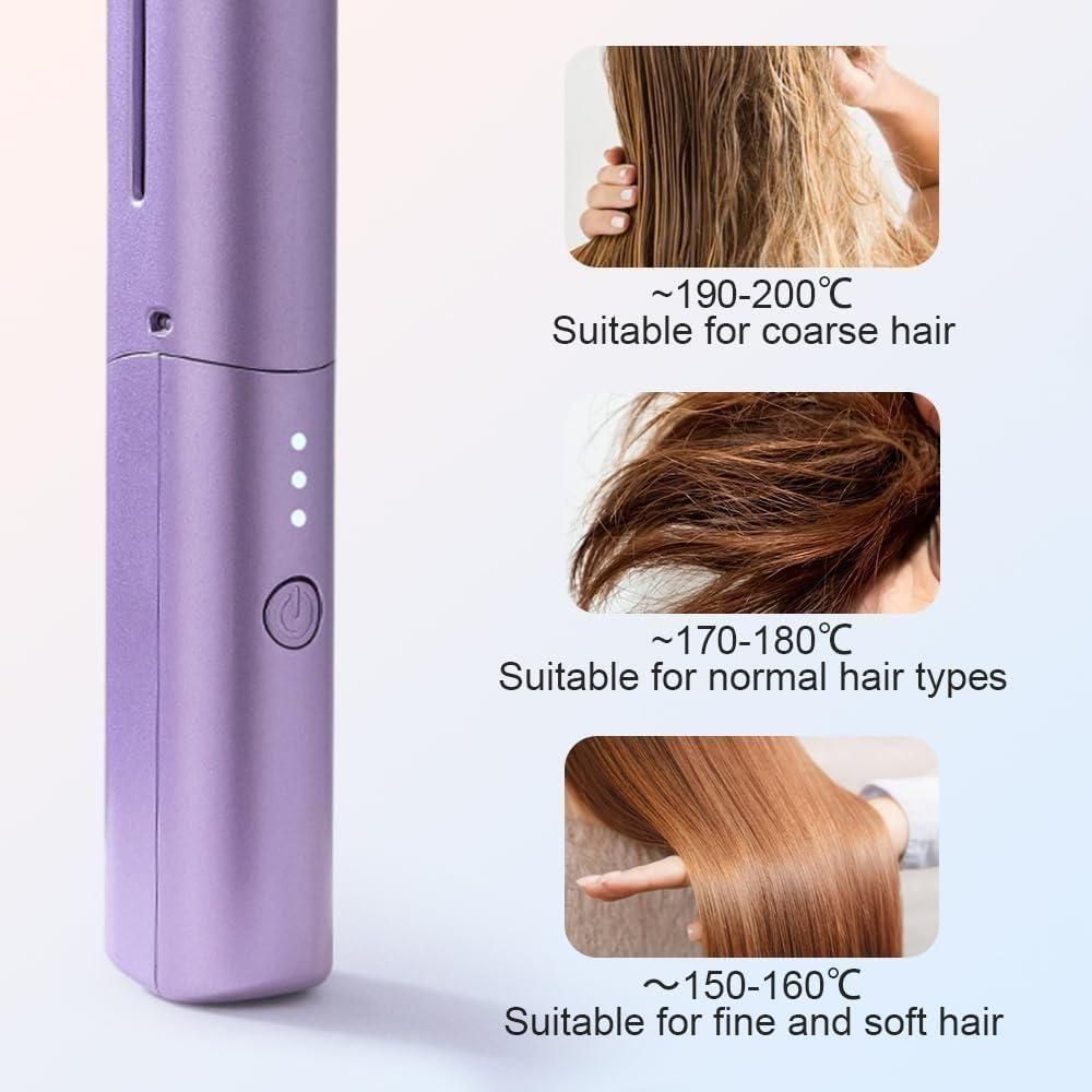 ❤️ Meneflix Portable Mini Hair Straightener Cordless Rechargeable Mini Adjustable Hair Straightener Hot Comb ❤️