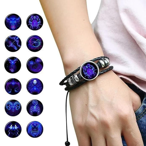 🔥Zodiac Constellation Black Leather Guardian Bracelet 🔥
