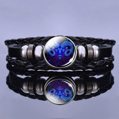 🔥Zodiac Constellation Black Leather Guardian Bracelet 🔥
