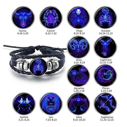 🔥Zodiac Constellation Black Leather Guardian Bracelet 🔥
